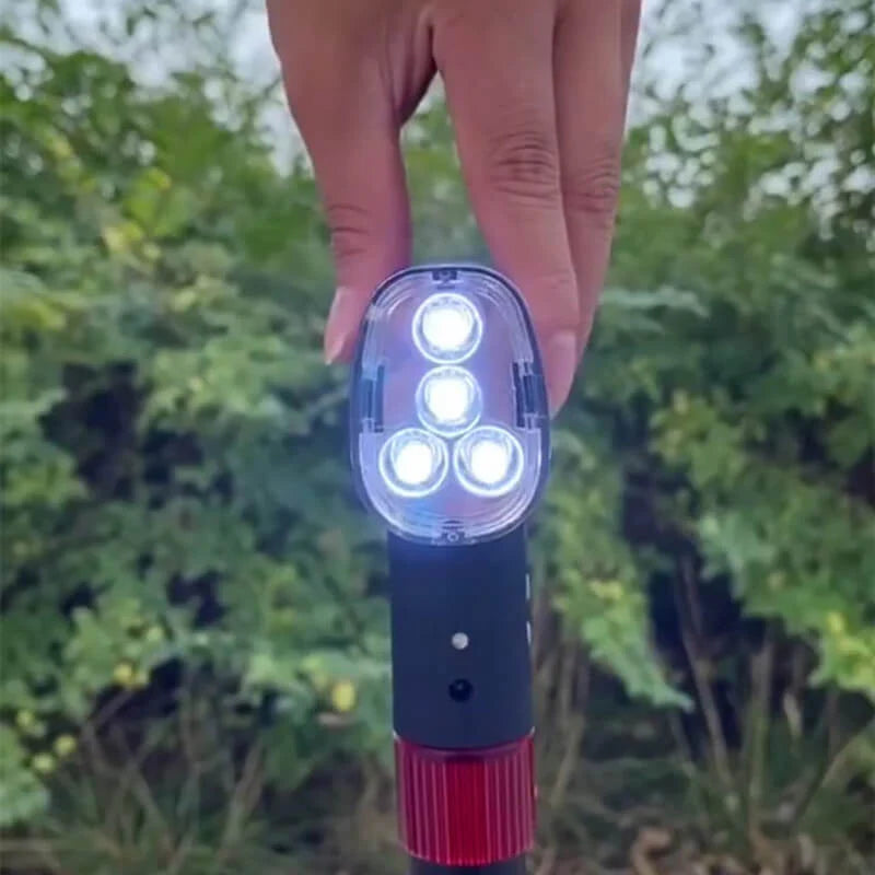 Smart walking cane with alarm LED light