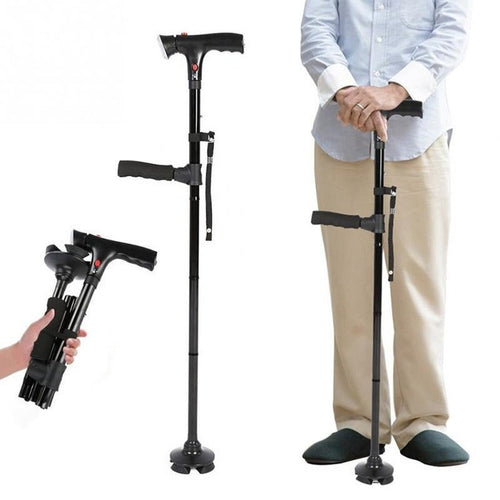 Ergonomic Adjustable Walking Cane with LED Light for Nighttime Safety