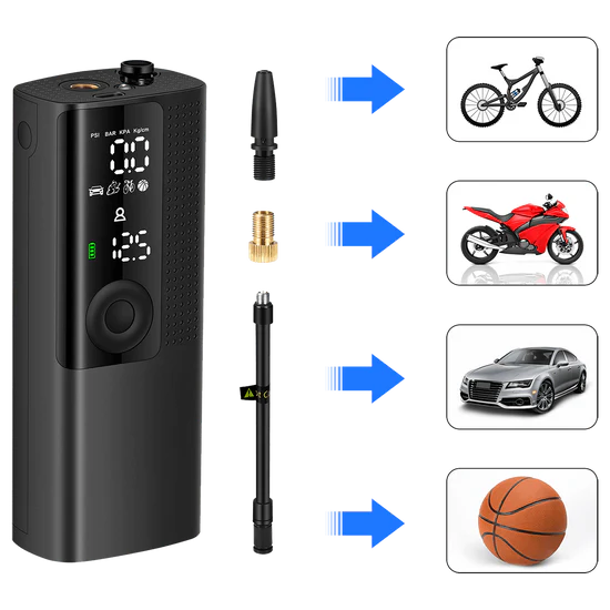 Portable tire inflator air compressor